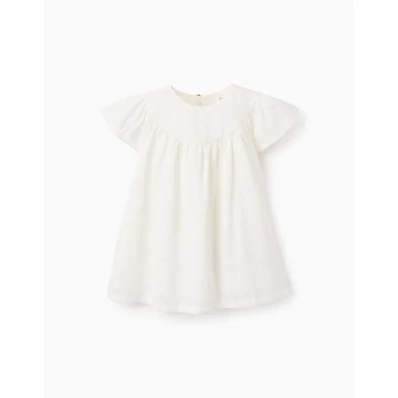Robe Avec Broderie Anglaise Et Volants Beige Clair
