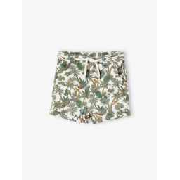 Short jungle bébé en coton et lin écru