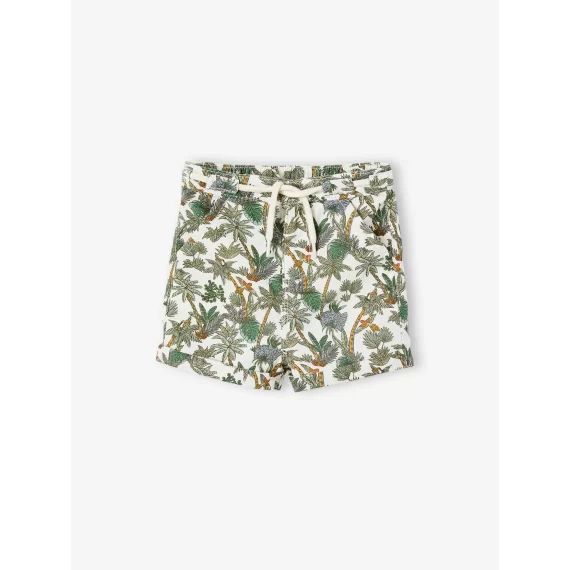 Short jungle bébé en coton et lin écru