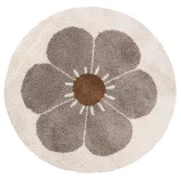 Tapis Chambre Enfant Rond Bohemian Daisy Taupe Gris