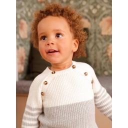 Pull rayé bébé graphique ivoire