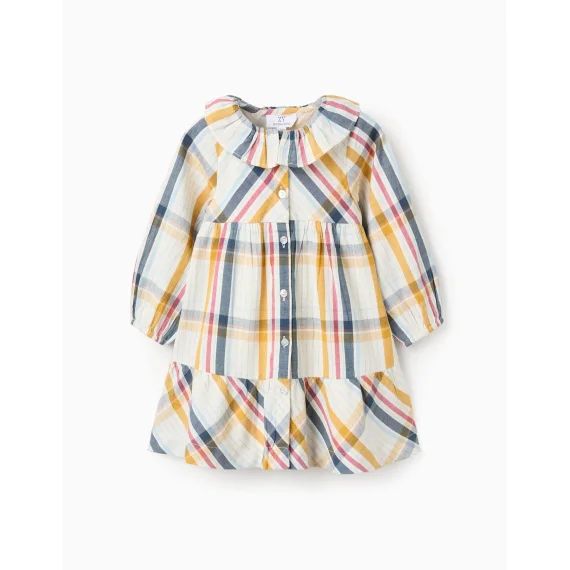 Robe En Coton À Carreaux Brothers & Sisters Beige Clair