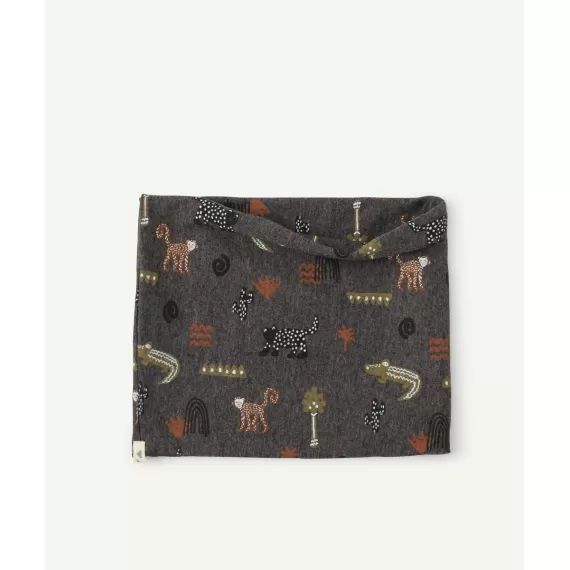 Snood bébé garçon gris aux motifs animaliers