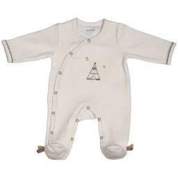 Pyjama Bébé À Manches Longues En Velours Beige