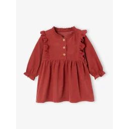 Robe en velours à volants en broderie anglaise bébé fille terracotta