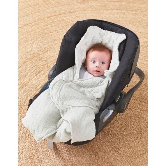 Couverture promenade en mousseline coton BIO blanc