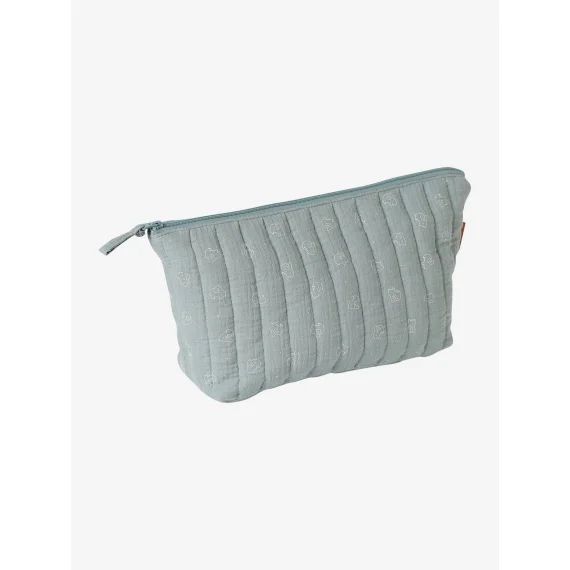 Trousse de toilette en gaze de coton Lapinou bleu grisé