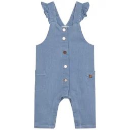 Salopette volantée en jean Fille Bleu