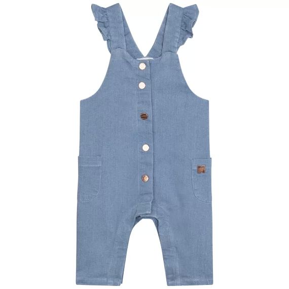 Salopette volantée en jean Fille Bleu