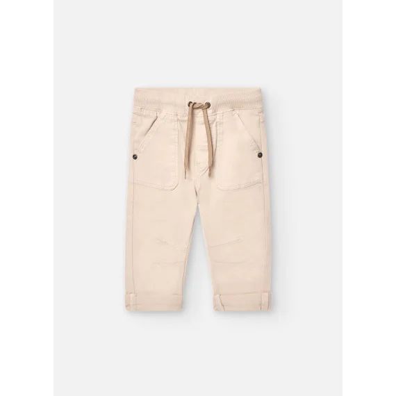 Pantalon En Toile Gabardine Beige