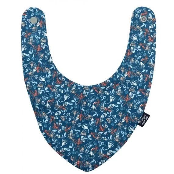 Bavoir bandana – bleu imprimé feuilles bleu