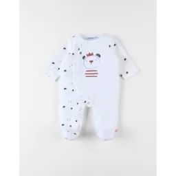 Pyjama 1 pièce imprimé ours en velours blanc