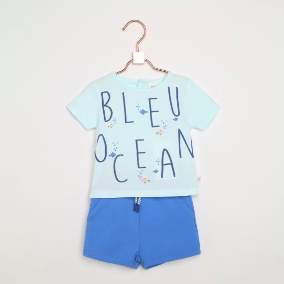Short uni avec poches Garçon Bleu