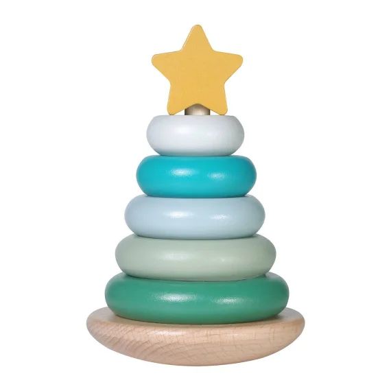 Tour À Empiler Sapin En Bois Noël Rouge