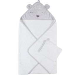 Cape de bain + gant gris Babou & Kendi (75 x 75 cm)