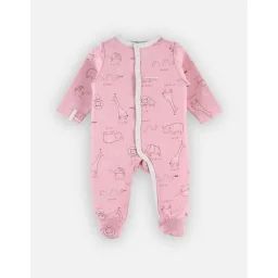 Pyjama 1 pièce imprimé animaux de la savane rose