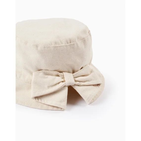Chapeau Imitation Lin Avec Noeud Beige Clair