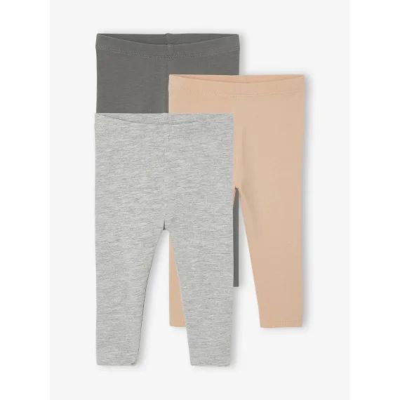 Lot 3 leggings unis Basics bébé gris chiné