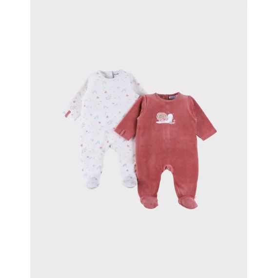 Lot De 2 Pyjamas Bébé En Velours Doux Blanc