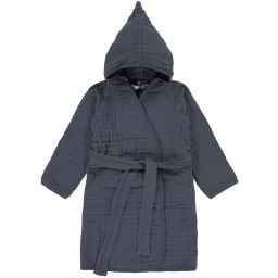 Peignoir en mousseline de coton bleu marine (2-3 ans)