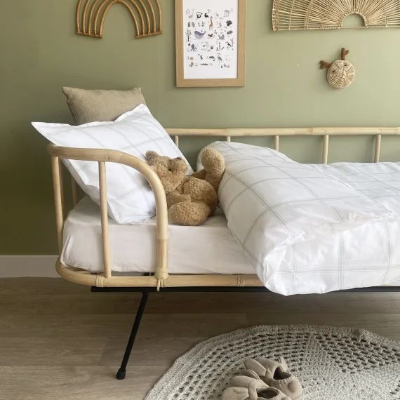 Parure de lit bébé taie et housse de couette 100×140 cm percale de coton Marceau MADE IN FRANCE