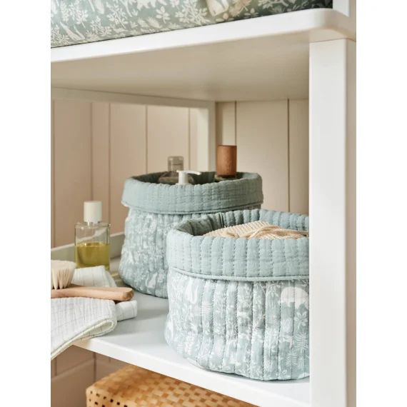 Lot de 2 petits paniers de rangement réversibles DANS LES BOIS vert sauge