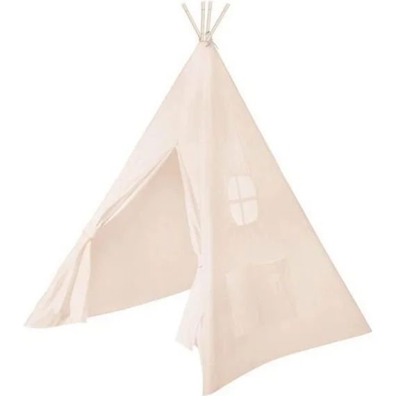 ROBA Tente de jeu Indienne Tipi pour Enfant + Sac de Transport – Beige blanc