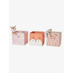 Lot de 3 bacs de rangement FLEURETTES rose