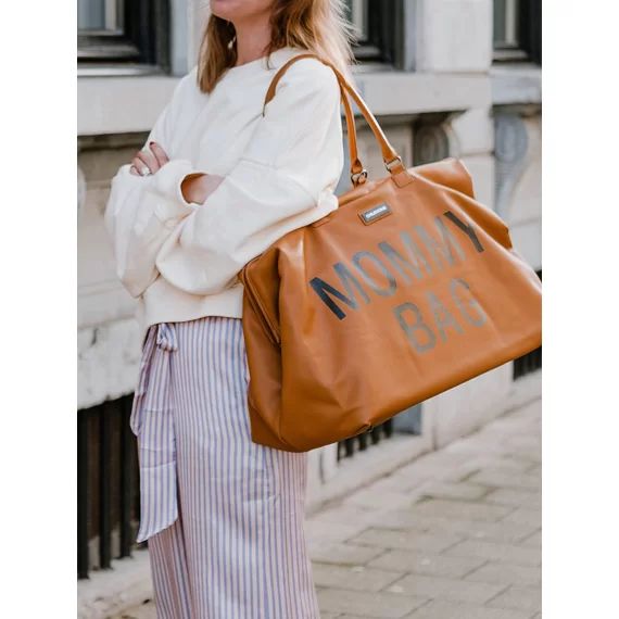 Sac à langer Mommy bag simili cuir CHILDHOME brun