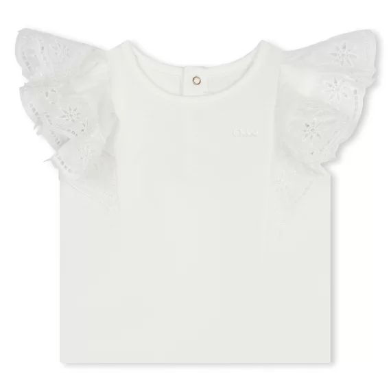 T-shirt avec manches volantées Fille Blanc