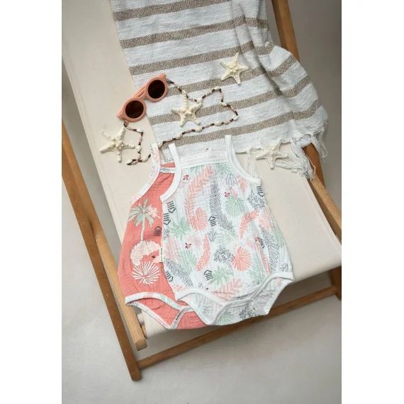 Lot De 2 Bodies Bébé À Bretelles Cilaos Corail