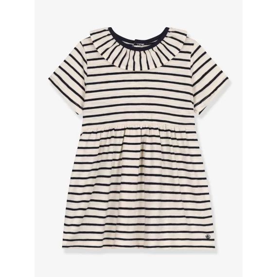 Robe rayée bébé PETIT BATEAU beige chiné
