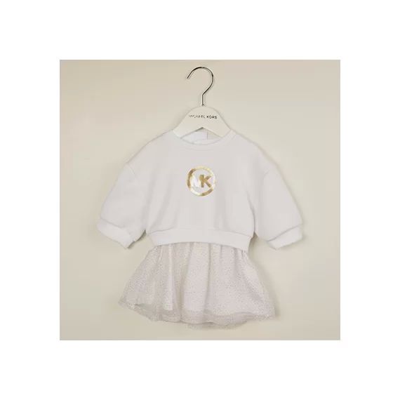 Robe bimatière avec imprimé Fille Blanc
