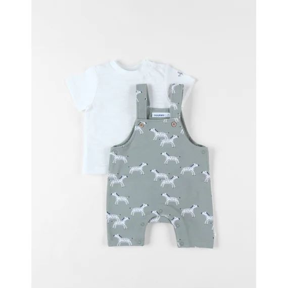 Set Salopette Zèbres + T-shirt Vert