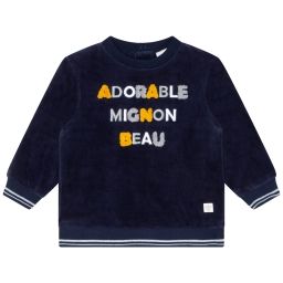 Sweat brodé velours en coton Garçon Bleu