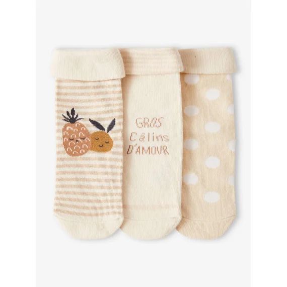 Lot de 3 paires de chaussettes ananas bébé sable