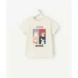T-shirt bébé garçon écru avec pois et animation chiens –  – Soldes