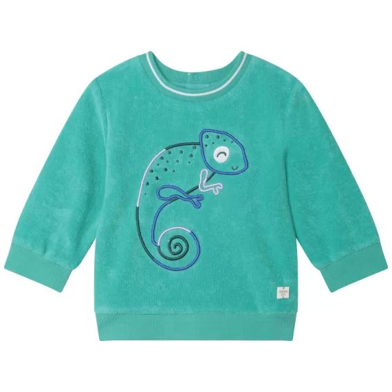 Sweat-shirt avec lézard brodé Garçon Vert