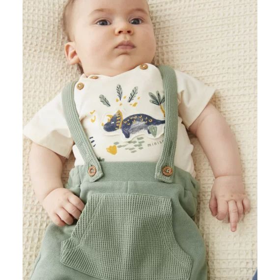 T-shirt en coton biologique écru avec animation dinosaures –  – Soldes