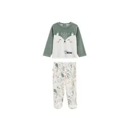 Pyjama Bébé 2 Pièces En Velours Avec Pieds Merlin Vert