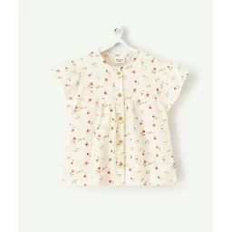Blouse manches courtes bébé fille imprimé fleuri avec boutons –  – Soldes