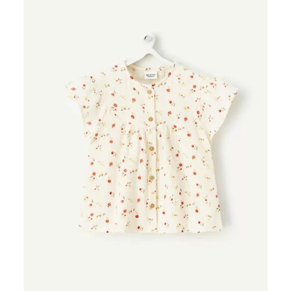 Blouse manches courtes bébé fille imprimé fleuri avec boutons –  – Soldes