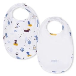 Lot de 2 bavoirs en pochette Garçon Blanc