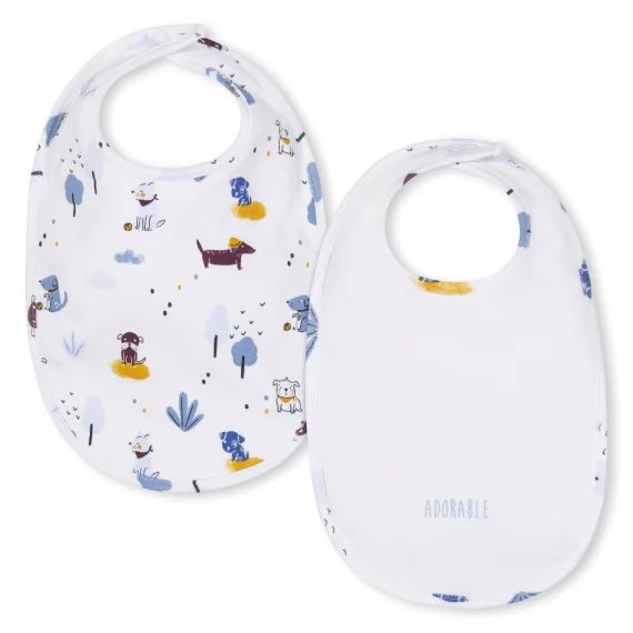 Lot de 2 bavoirs en pochette Garçon Blanc