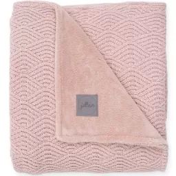 Couverture en tricot rose pâle (75 x 100 cm)