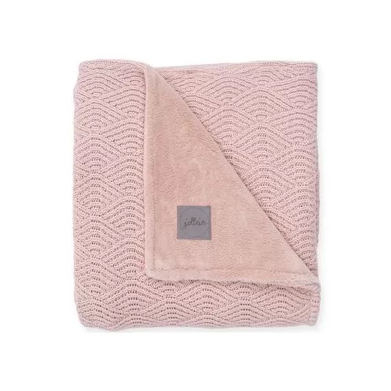 Couverture en tricot rose pâle (75 x 100 cm)