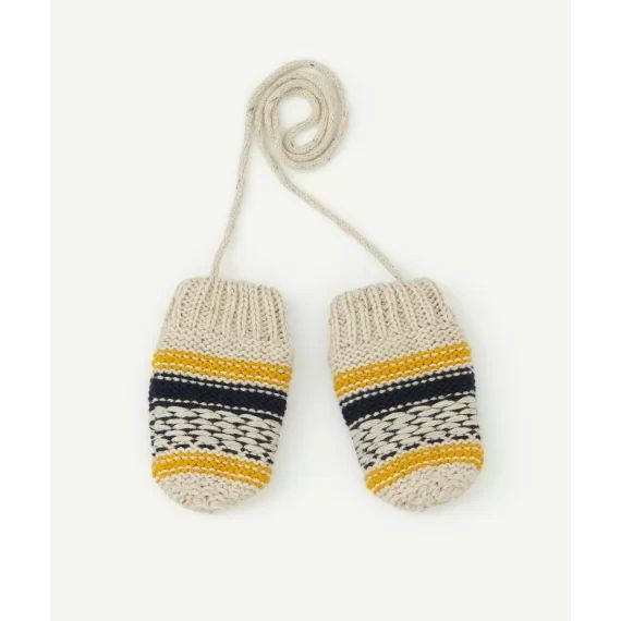 Moufles bébé garçon avec cordon en fibres recyclées –  – Soldes