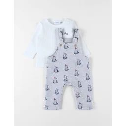 Set Salopette + T-shirt Ours Gris