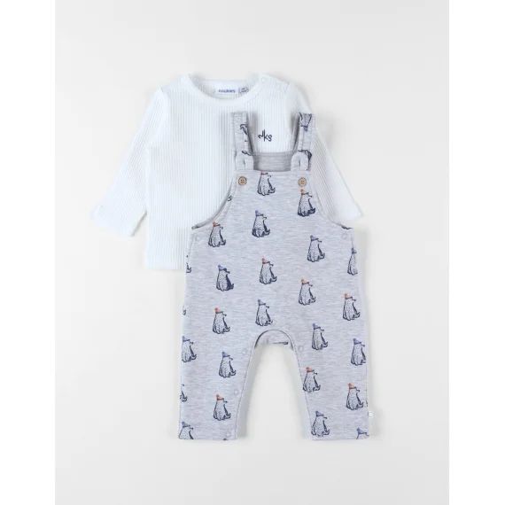 Set Salopette + T-shirt Ours Gris