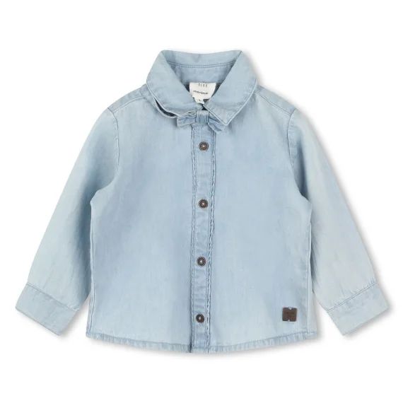 Chemise et noeud en denim léger Garçon Bleu